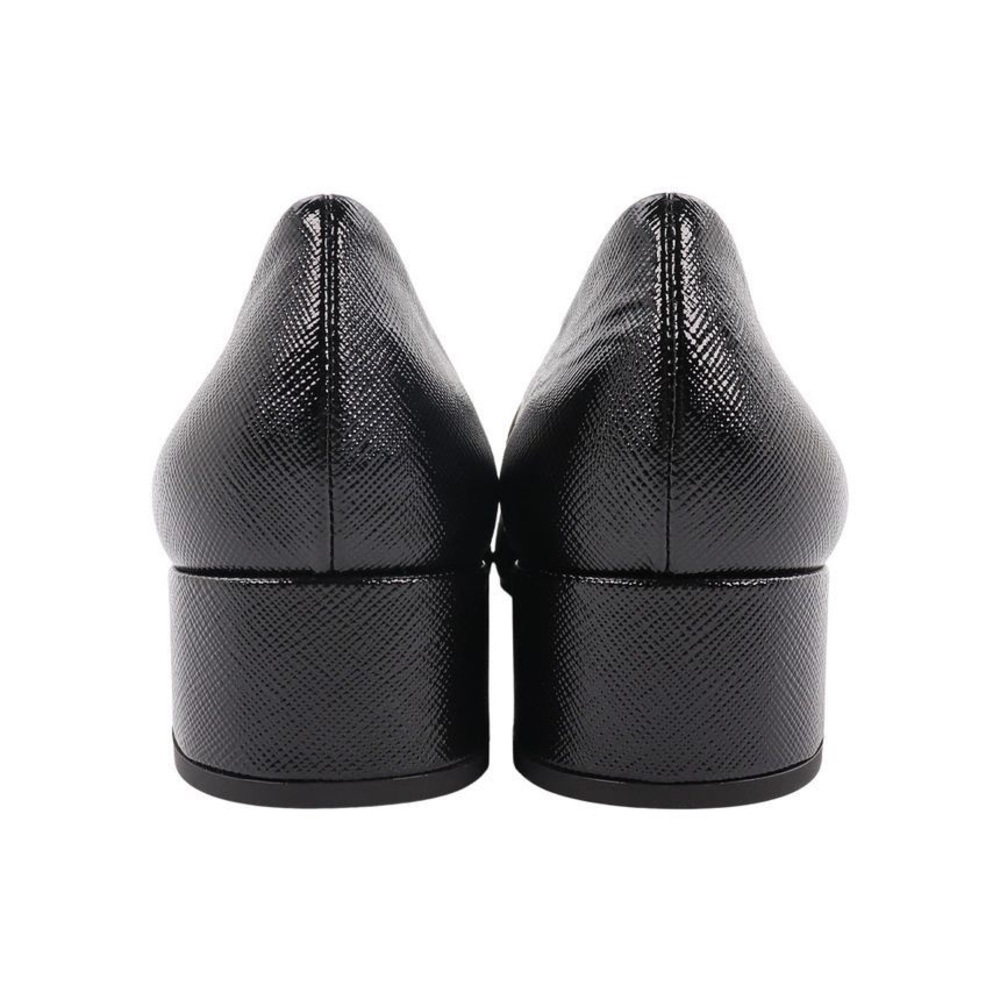 Prada Black Leather Loafers with Gold Accent - Picture 4 of 8
